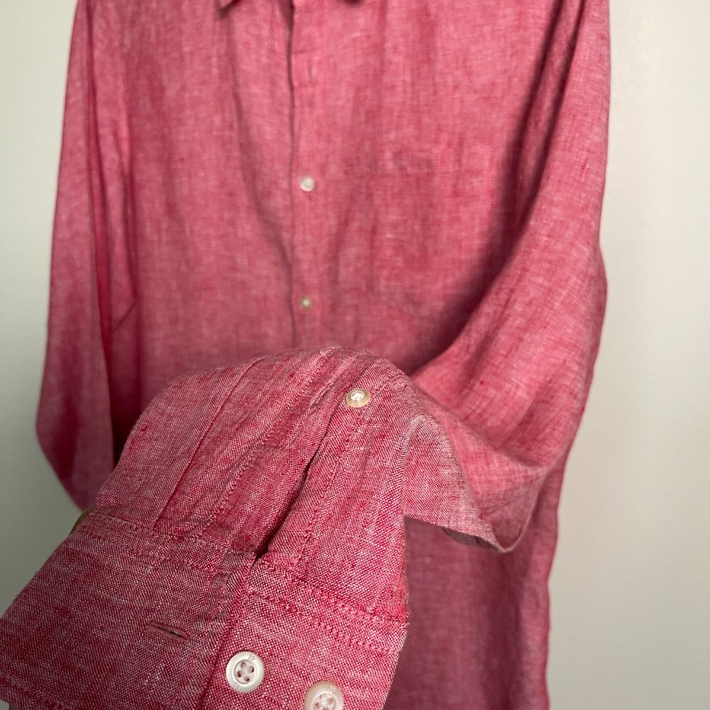 Banana Republic Men's Camden Fit Long Sleeve Button Up | Color: Red | Size: M - Picture 3 of 6